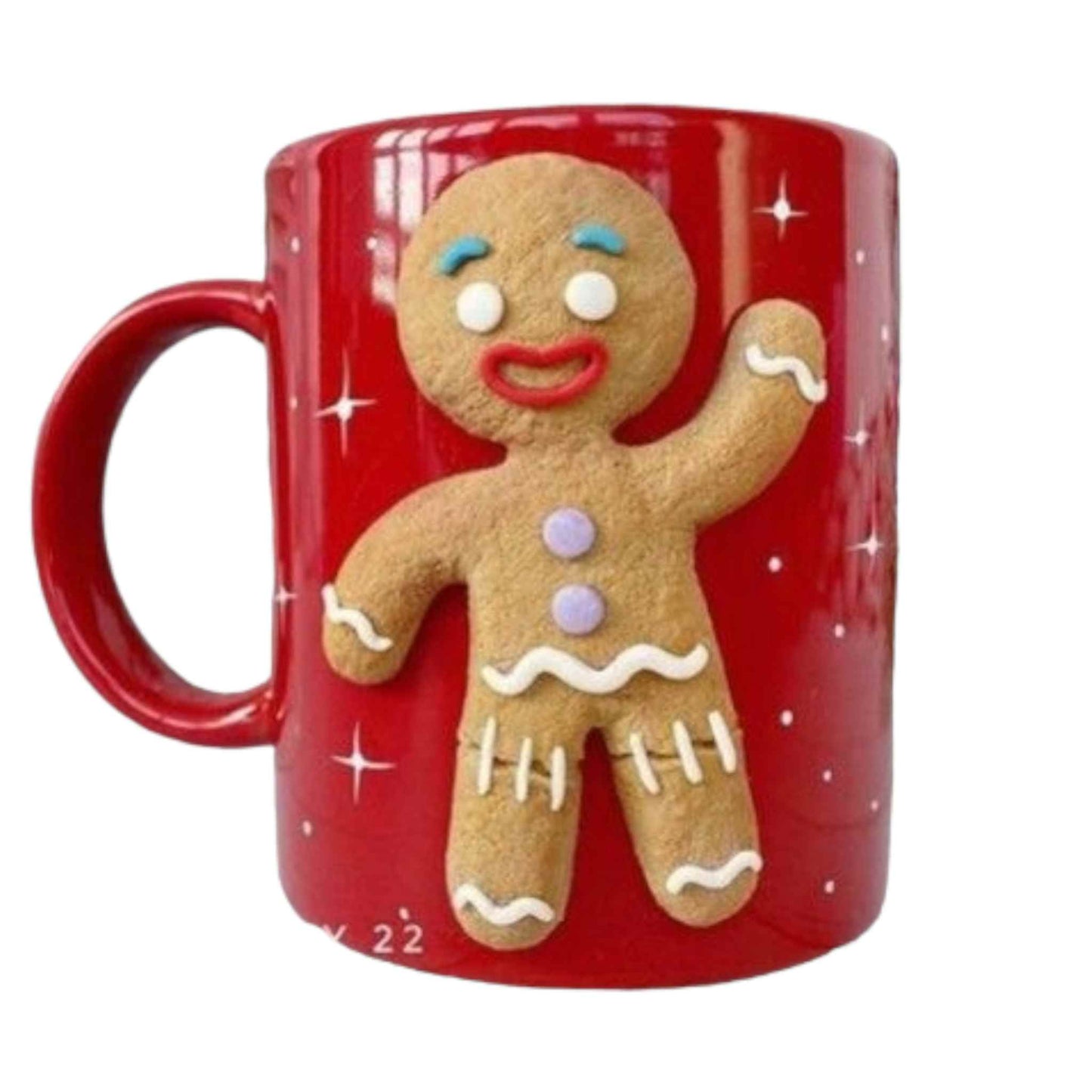 Cana de Craciun cu lut polimeric Fimo, cu model "Figurina de Craciun Prajiturica". Cadou unic de Craciun.