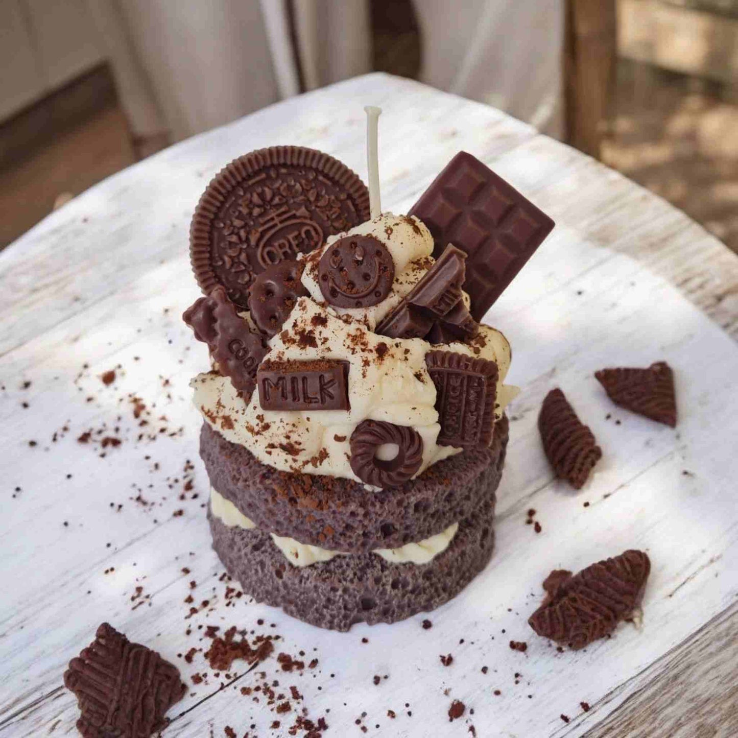 Lumanari tip desert minitort din ceara naturala de soia cu biscuiti, oreo, frisca. Lumanari tip desert idei unice de cadou.