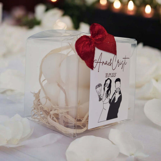 Marturii de nunta, lumare bubble in cutiuta personalizata, funny.