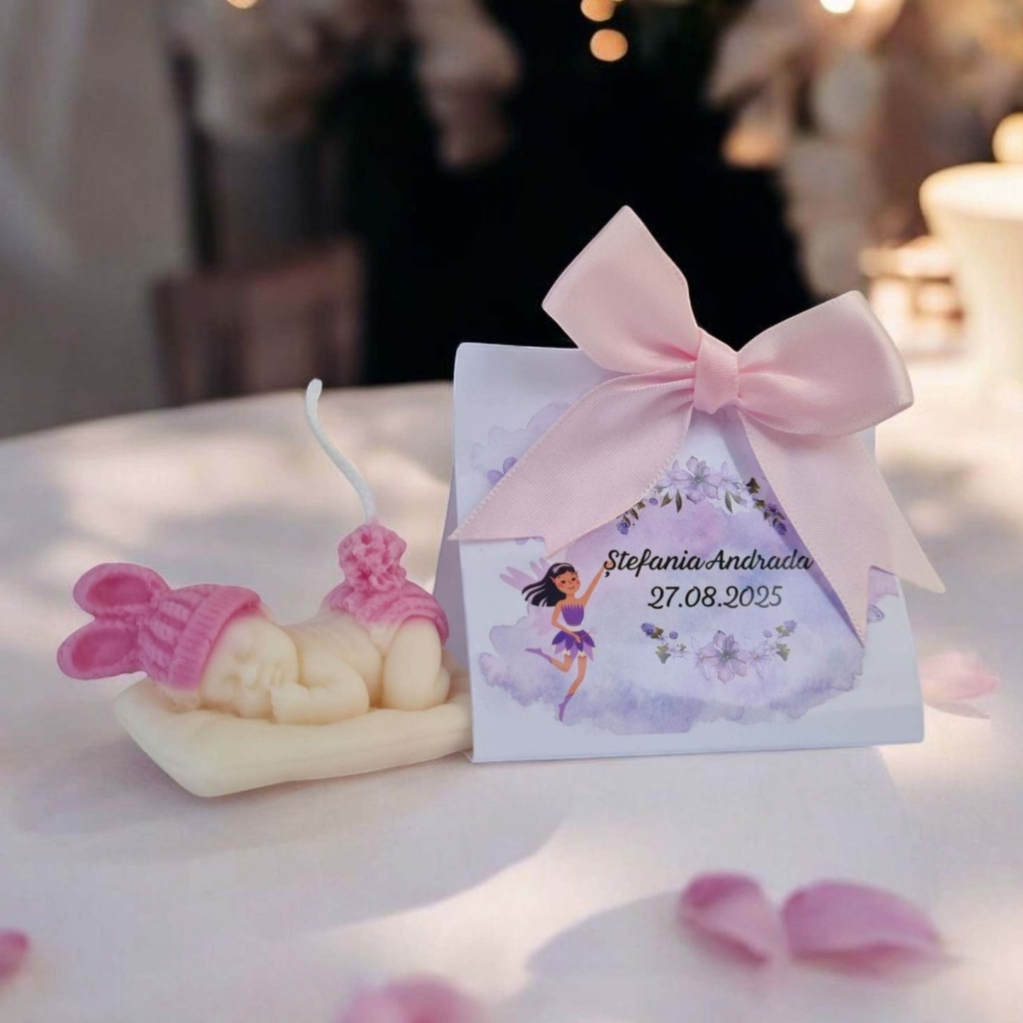 Marturii de botez cu ambalaj personalizat. Marturii botez, lumanare de ceara de soia.