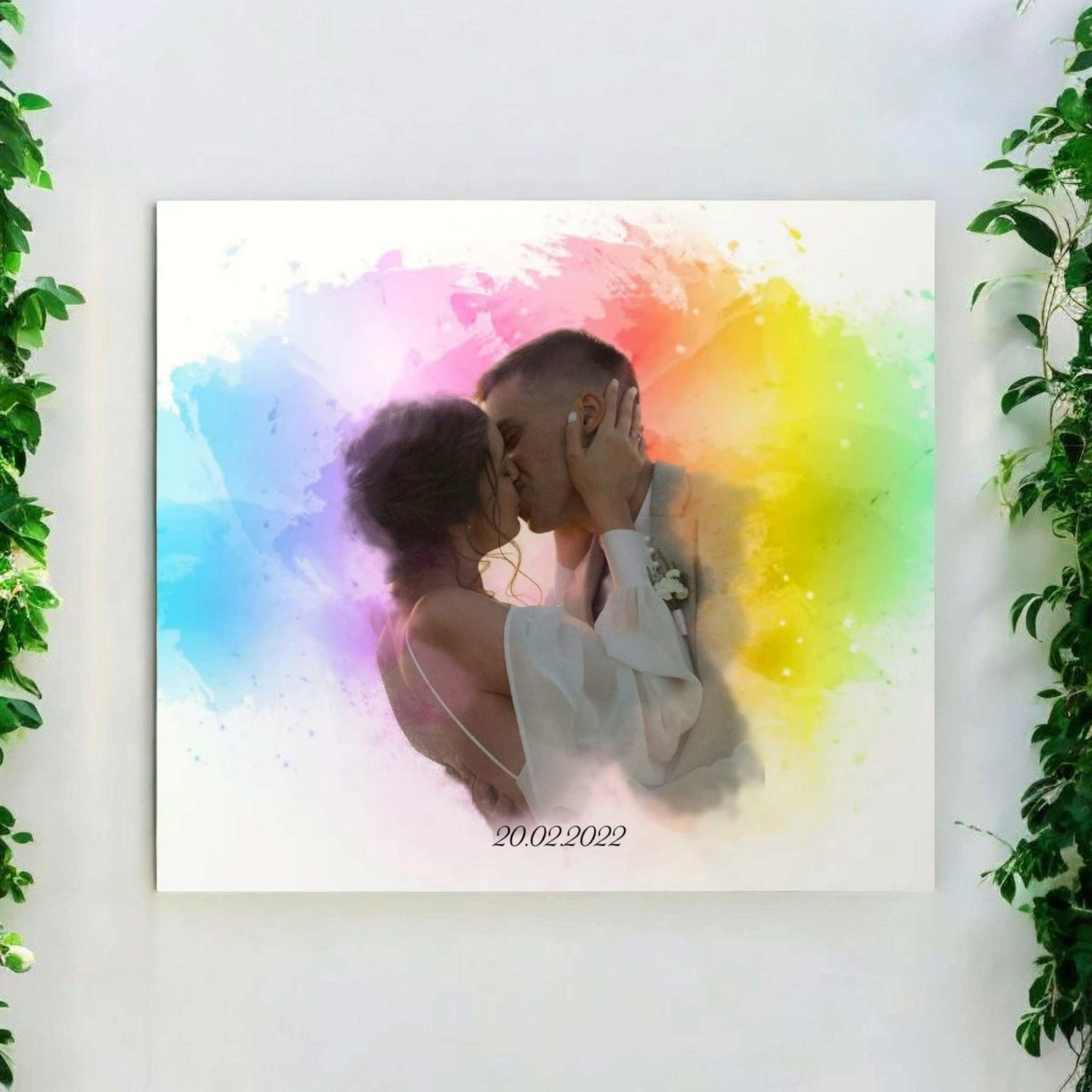 Tablou personalizat cu poza cu efect acuarela, de cuplu, format A4.