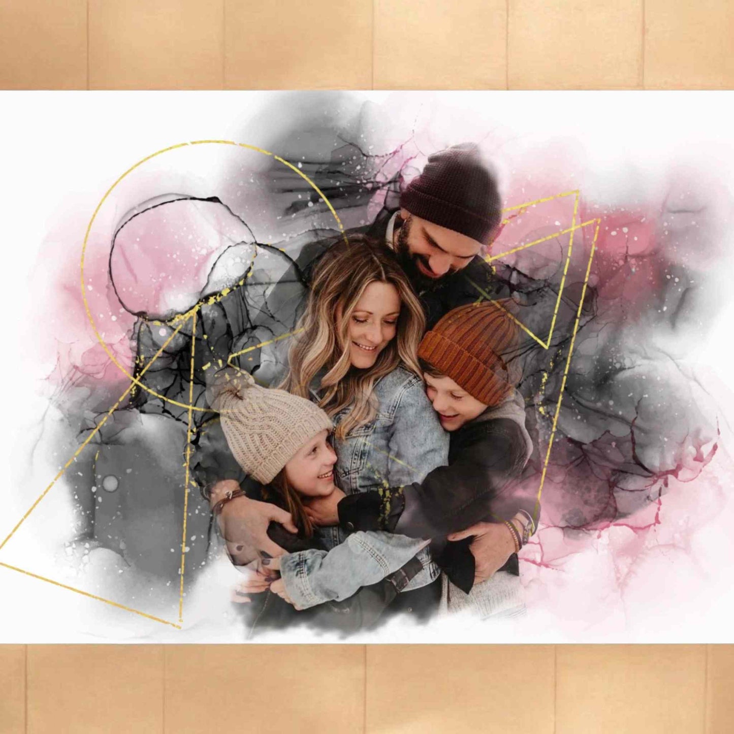 Tablou personalizat cu poza ta si efect watercolor, 100x80 cm.