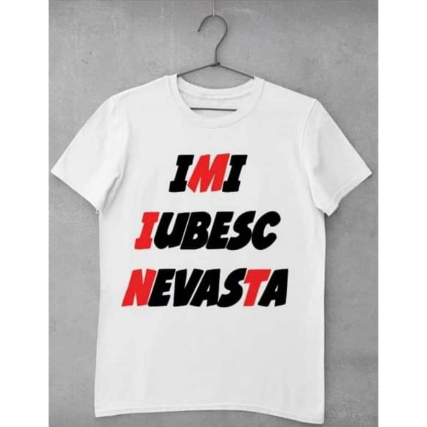 Tricou funny personalizat cu textul "Imi iubesc nevasta", 100% bumbac.