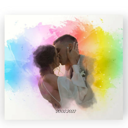 Personalized painting with your picture, Canvas, watercolor effect, 100/80 cm