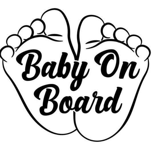Sticker "Baby on board" auto cu talipite de bebe. Stickere auto ieftine.