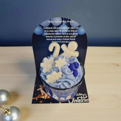 Lumanare de Craciun cu suport de carton personalizat. Cadou unic de Craciun pentru iubit/ iubita.