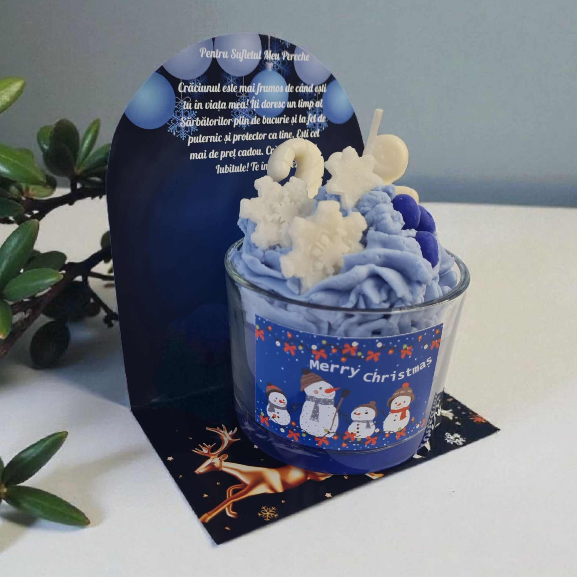 Lumanari de Craciun personalizate pentru iubit/ iubita, realizate din ceara naturala de soia.