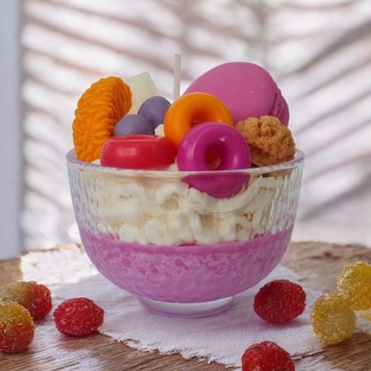 Lumanari desert, bol colorat, fructat, din ceara naturala de soia. Lumanari dip desert handmade.
