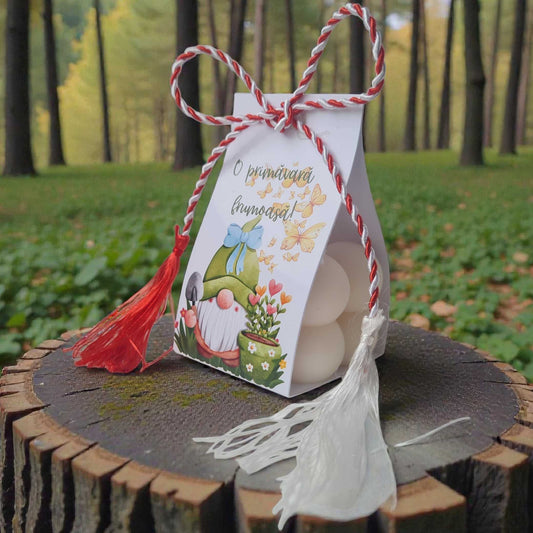 Martisor lumanare bubble cu ambalas si snur de martisor.