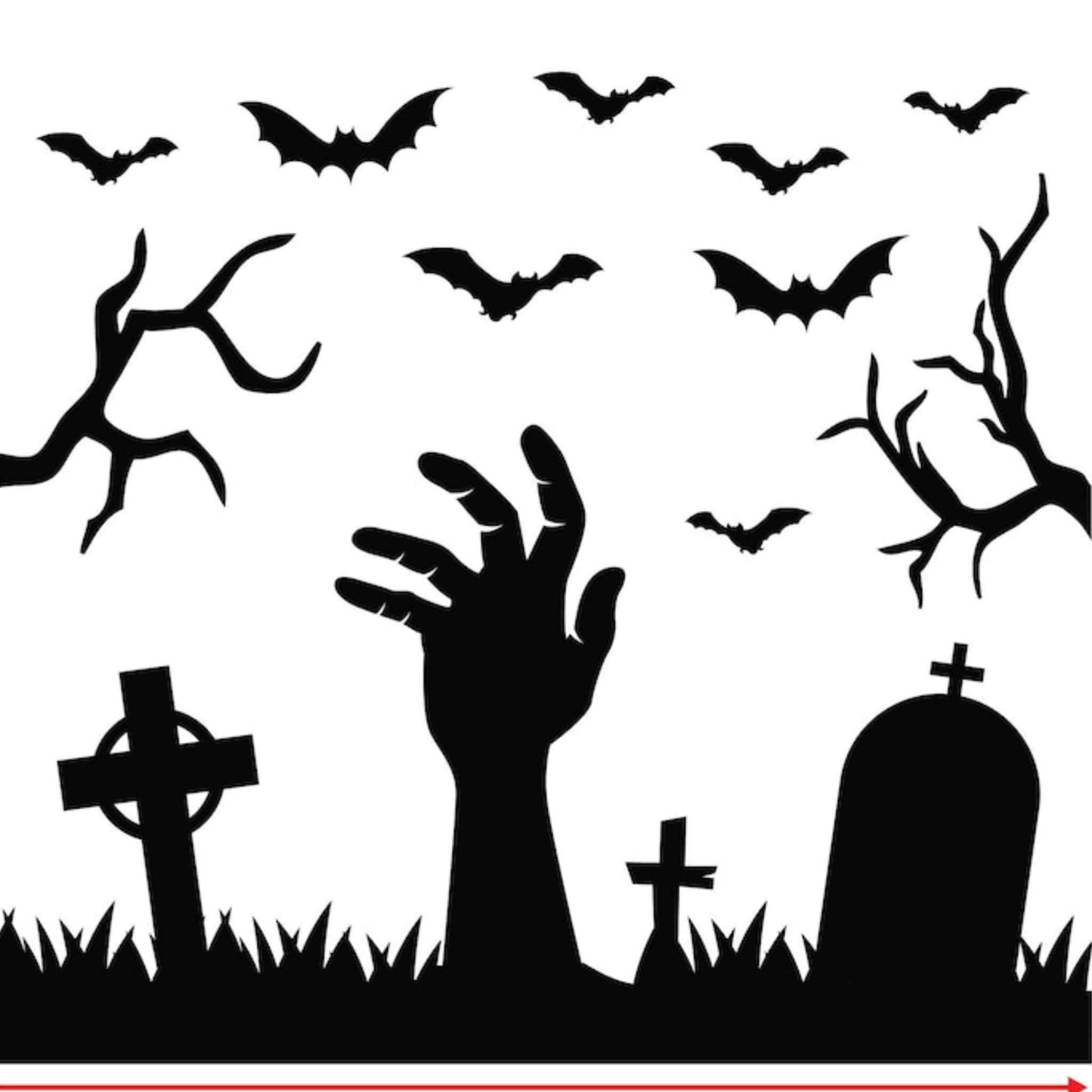 Sticker negru de Halloween, creepy, cu aplicare usoara de orice suprafata.