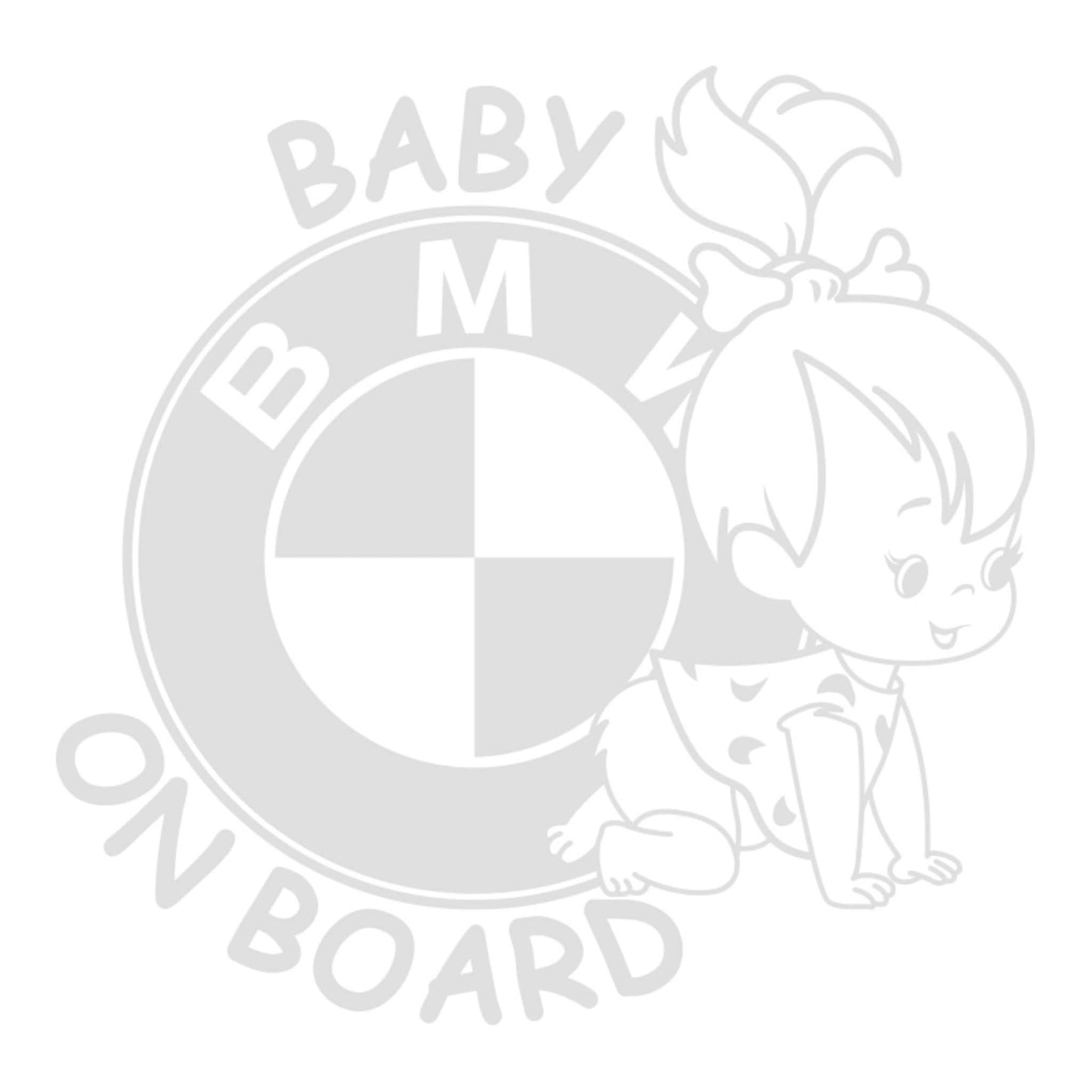 Sticker Baby on board Fetita cu logo BMW, rezistent, cu aplicare usoara.