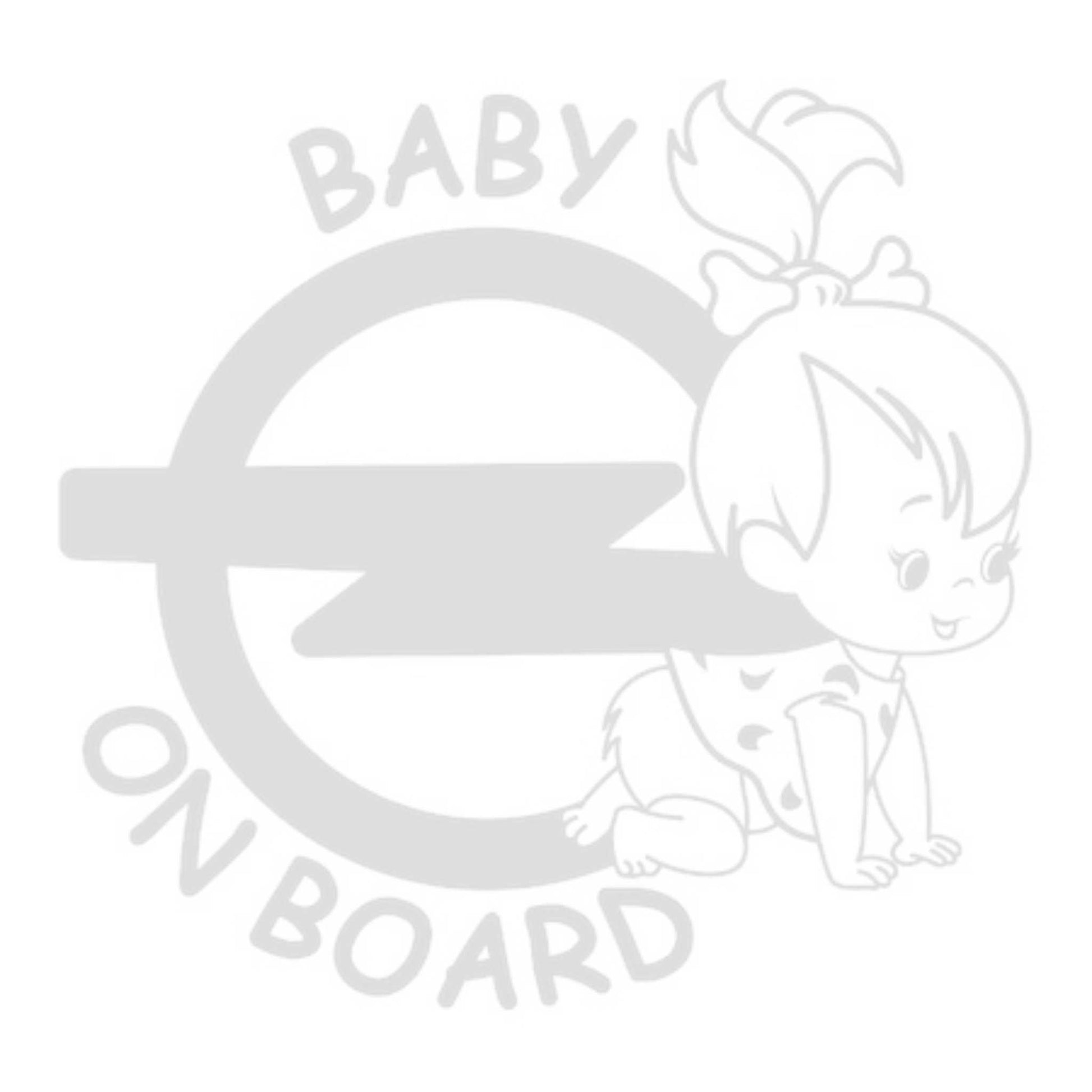 Sticker auto Baby on board, fetita, alb, rezistent la apa si sgarieturi. Stickere baby on board cu aplicare usoara.