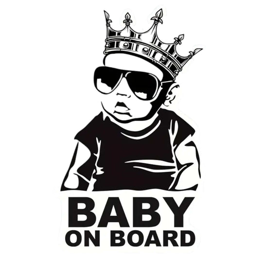 Sticker baby on board auto, Premium cu plicare usoara, Sticker baby on board baiat cu coroana.
