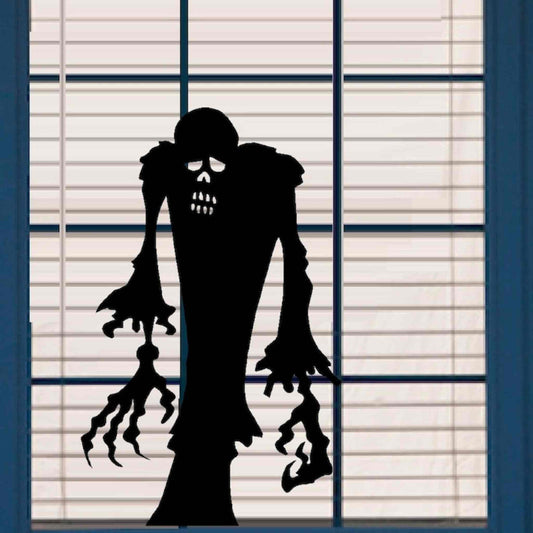 Sticker de Halloween cu Zombie, negru, din Oracal cu aplicare usoara pe geam sau perete.
