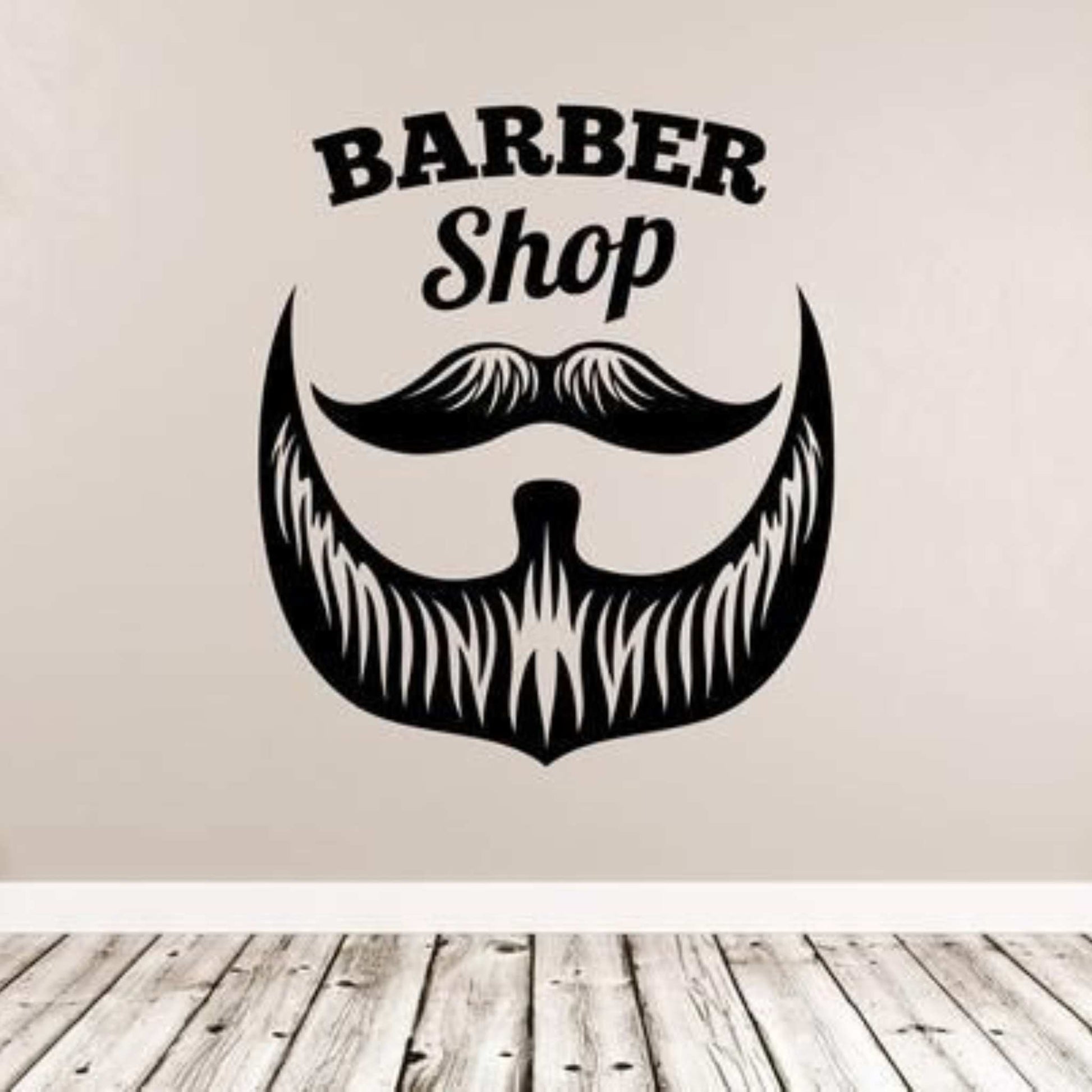 Sticker barbershop sau frizerie pentru geam sau perete, personalizat din Oracal negru, usor de aplicat, pentru afacerea ta.