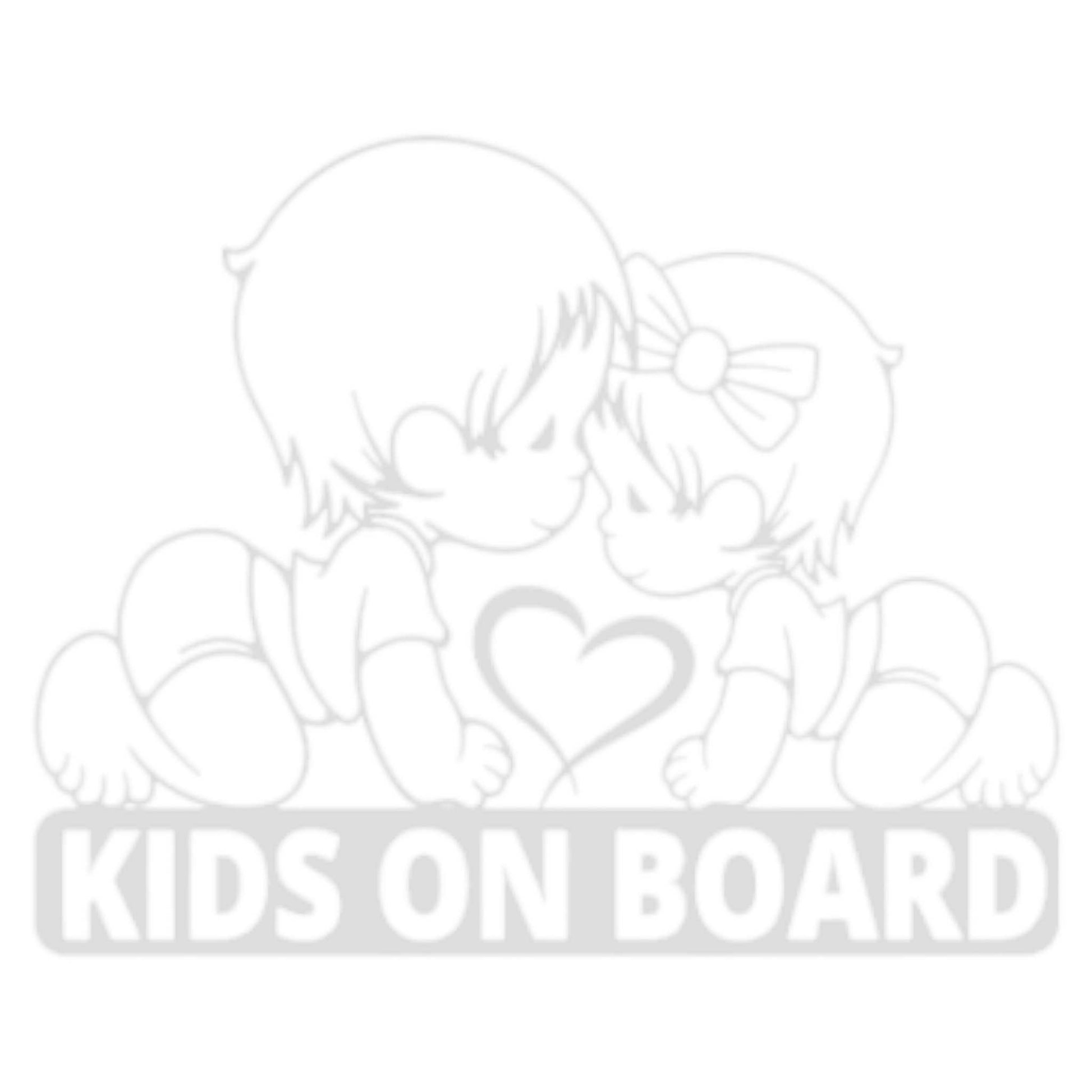 Stickere auto Kids on board, alb, rezistent la jet de apa. Sticker Kids on board cu aplicare usoara.