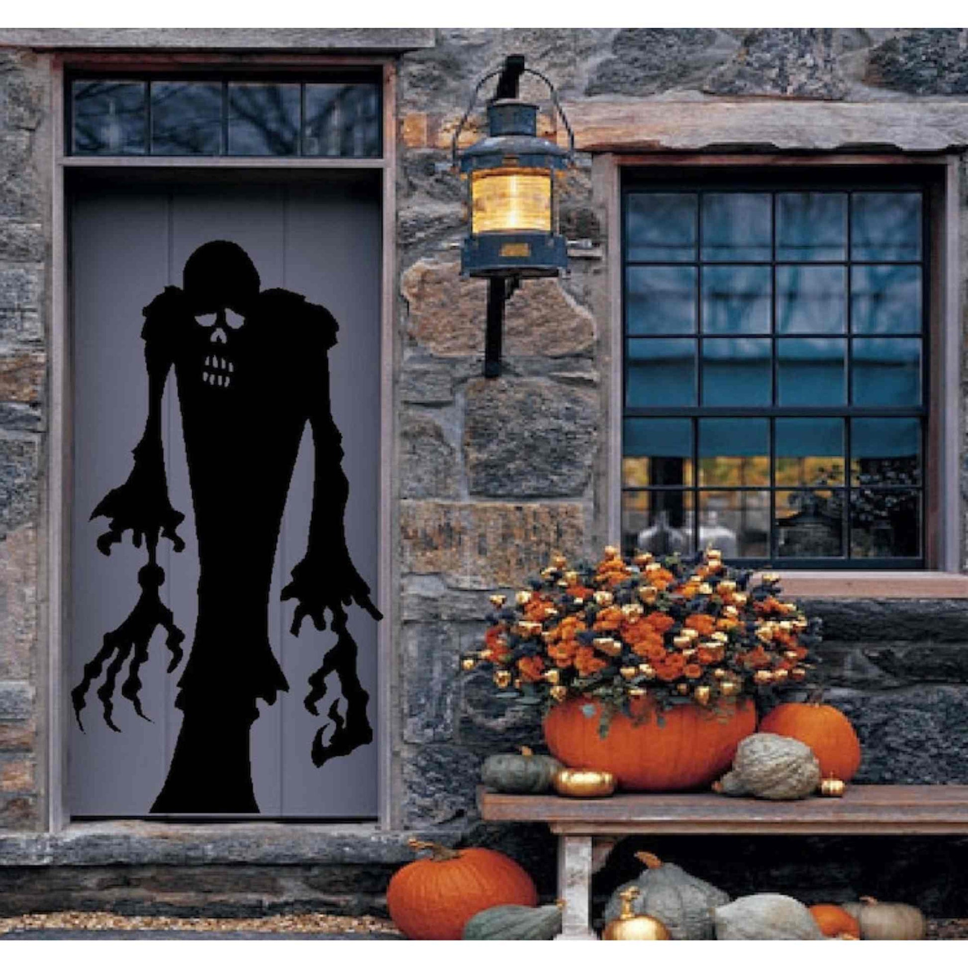 Sticker "Zombie" de Halloween, negru, pentru geam sau perete, Decor de Halloween.