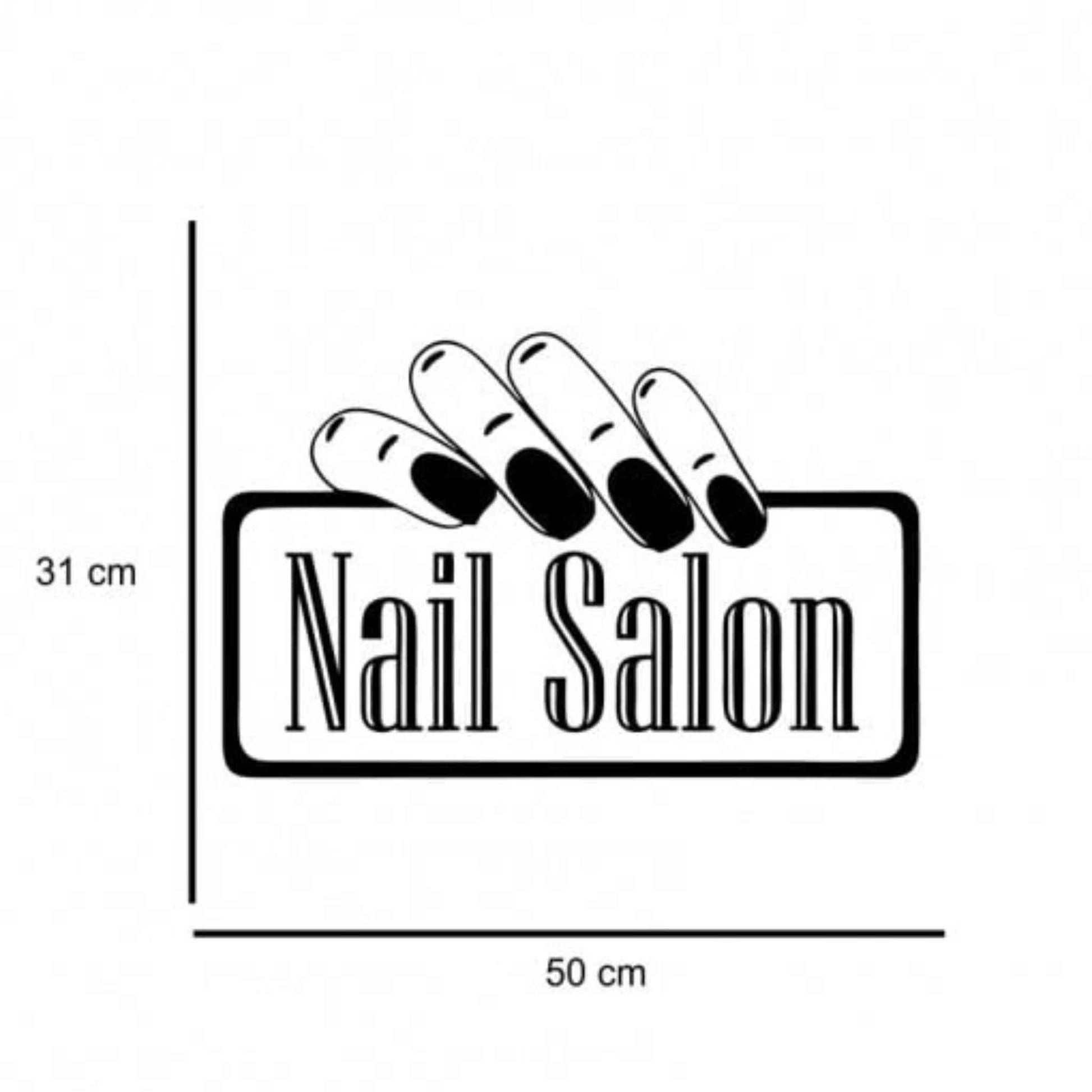 Sticker decorativ Nails Salon/ Salon de unghii, negru, pentru perete sau geam, usor de aplicat.