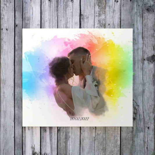 Tablou personalizat cu poza ta si efect watercolor, 50x70 cm.