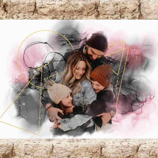 Tablou personalizat cu poza cu efect watercolor, de cuplu, format A4.