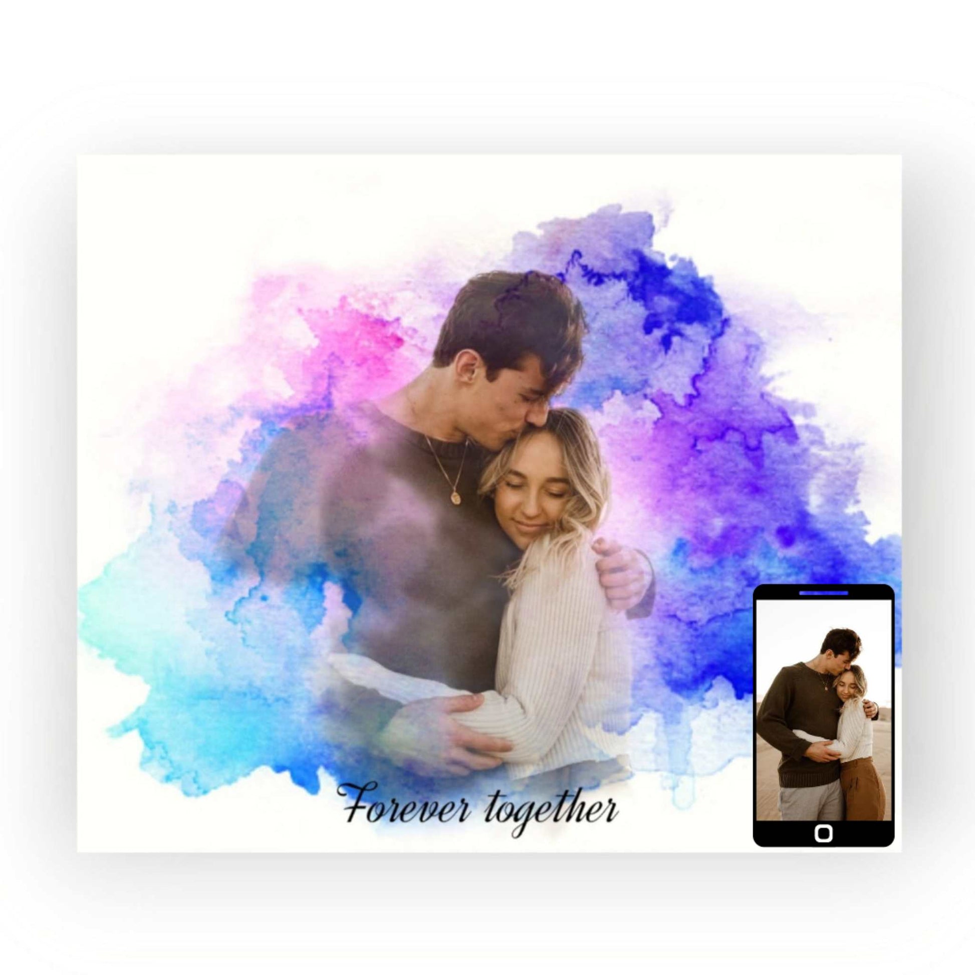 Tablou personalizat cu poza si efect watercolor, format A3.